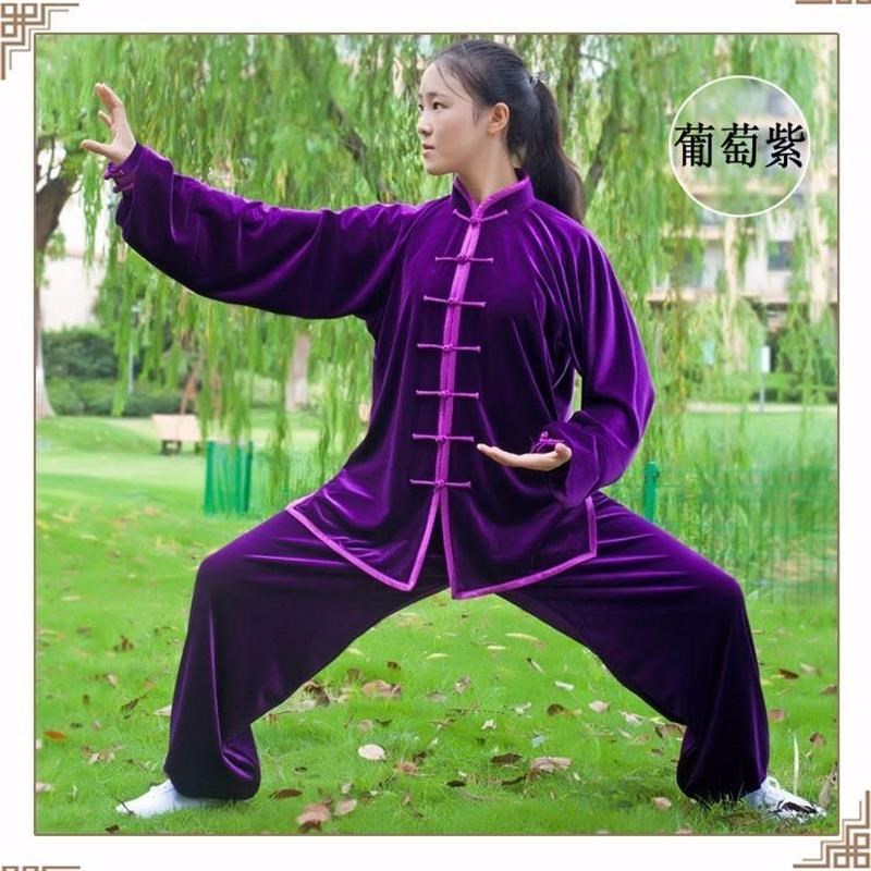 小和山太极服女男金丝绒秋冬加厚武术服装春N秋练功服太极拳套装l