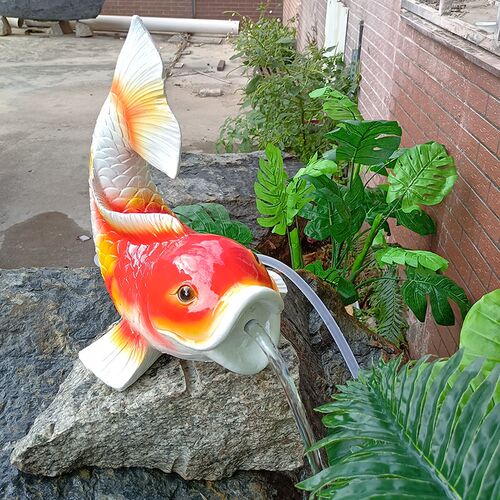 锦鲤嘴巴流c水庭院鱼池喷泉动物流水口出水口装饰摆件流水景观造