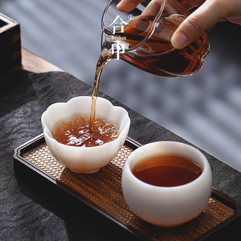精致羊脂玉茶g杯男女士个人专用主人杯子一对茶碗套装陶瓷高端送