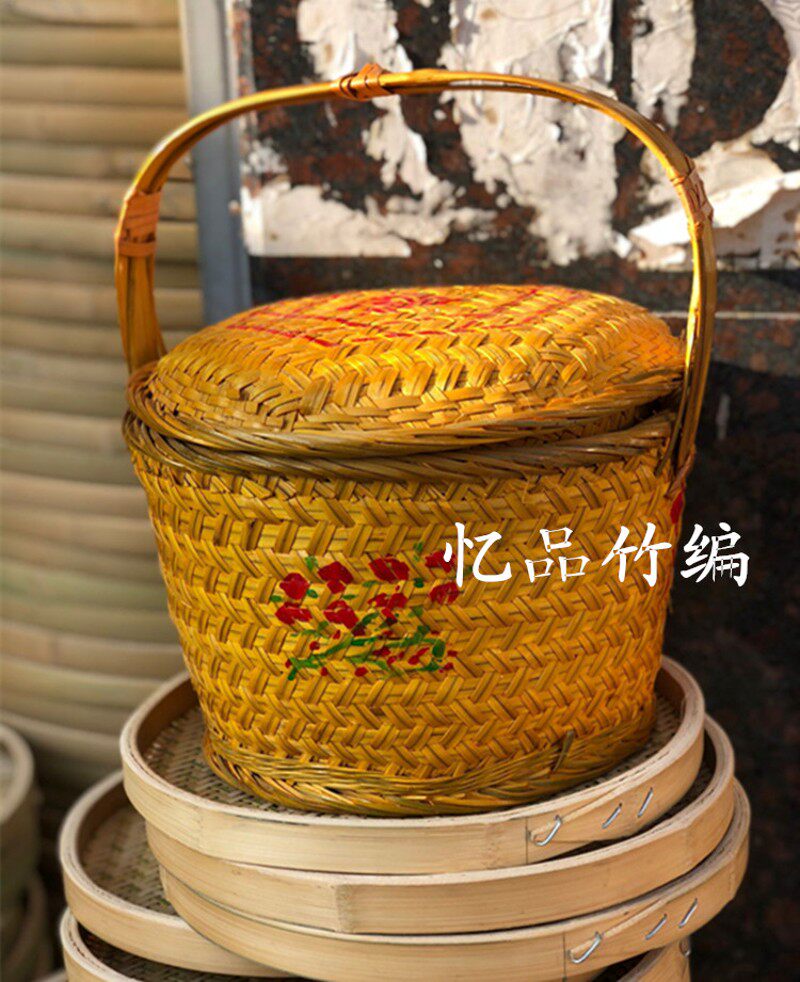 竹制品竹筐结婚篮竹编篮子手提A篮竹篮子菜篮子草莓蓝手工篮花篮