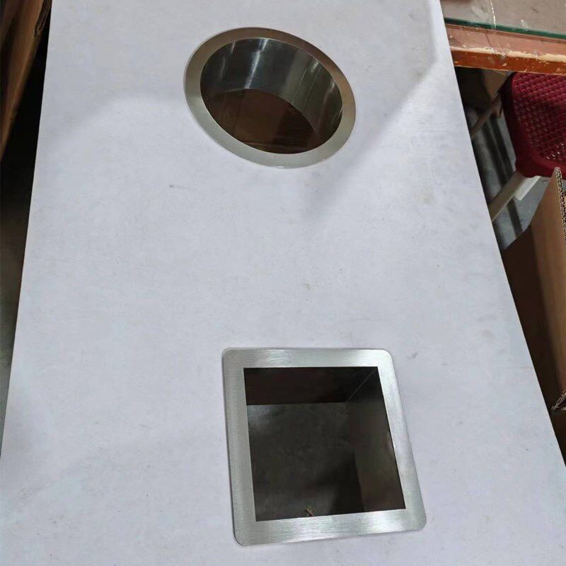 嵌入式厕b所垃圾桶投口盖圆形黑色不锈钢隐藏投递口台面方形内嵌