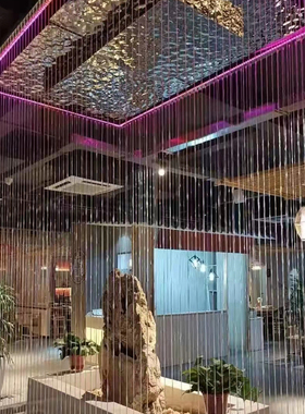 拉线水帘水幕光纤线型数控v流水墙落地室内装潢装饰钢丝线水景摆