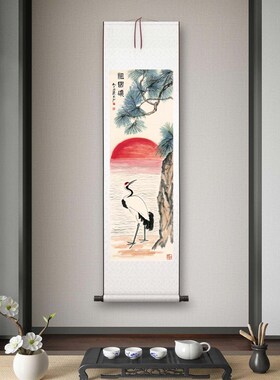 齐白石《b祖国颂》客厅书房茶室装饰画挂画玄关水墨高清卷轴字画
