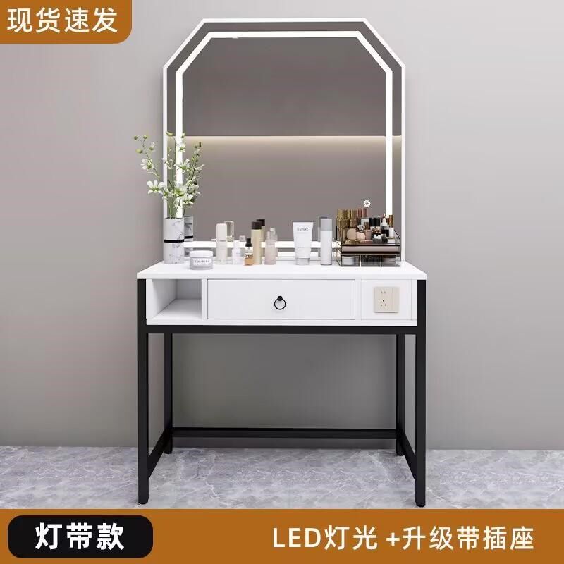专业理发店网红款镜台美发店带灯镜子发廊专用P免打孔一体剪发镜