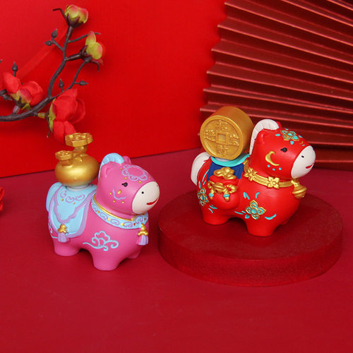 办公桌装饰小马上有钱摆件成功