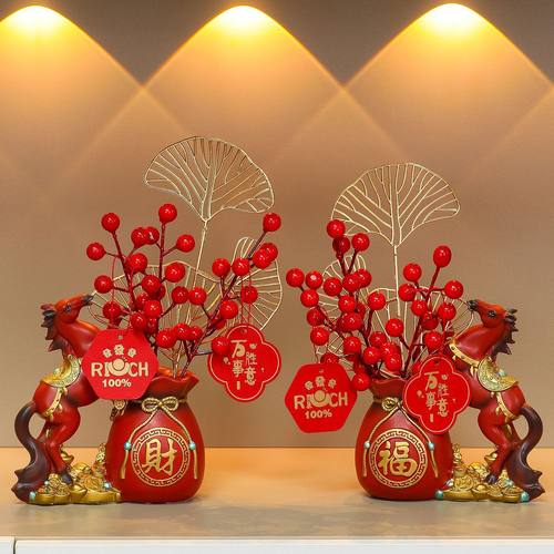 新年国潮马发财果玄关客厅家居