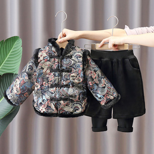 2026中国风儿童汉服婴幼儿 加厚保暖套装 6920拜年服男宝宝唐装 冬款