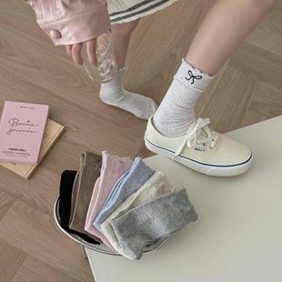 小红书同款 日系袜子彩色点子纱糖果色棉袜可爱学生冬冬简约中筒袜