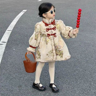 洋气拜年服加棉加厚提花外套裙过年 新款 2026女童冬装 国风儿童中式