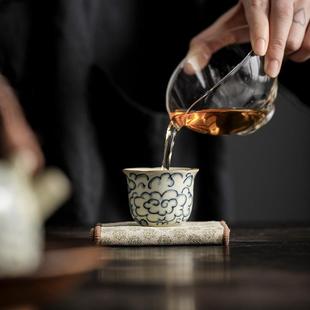 几欢汝窑祥云花口杯仿古个人家用品茗杯陶瓷功夫茶具小号茶杯单杯