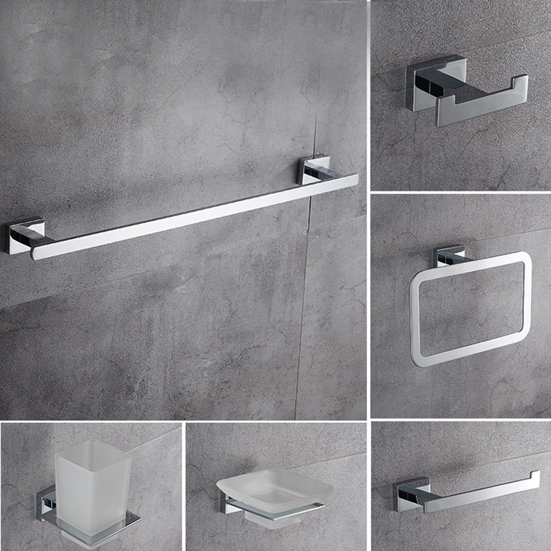 酒店外贸锌合金毛巾架毛巾杆卫生间浴室置物架卫浴挂件六件套挂架