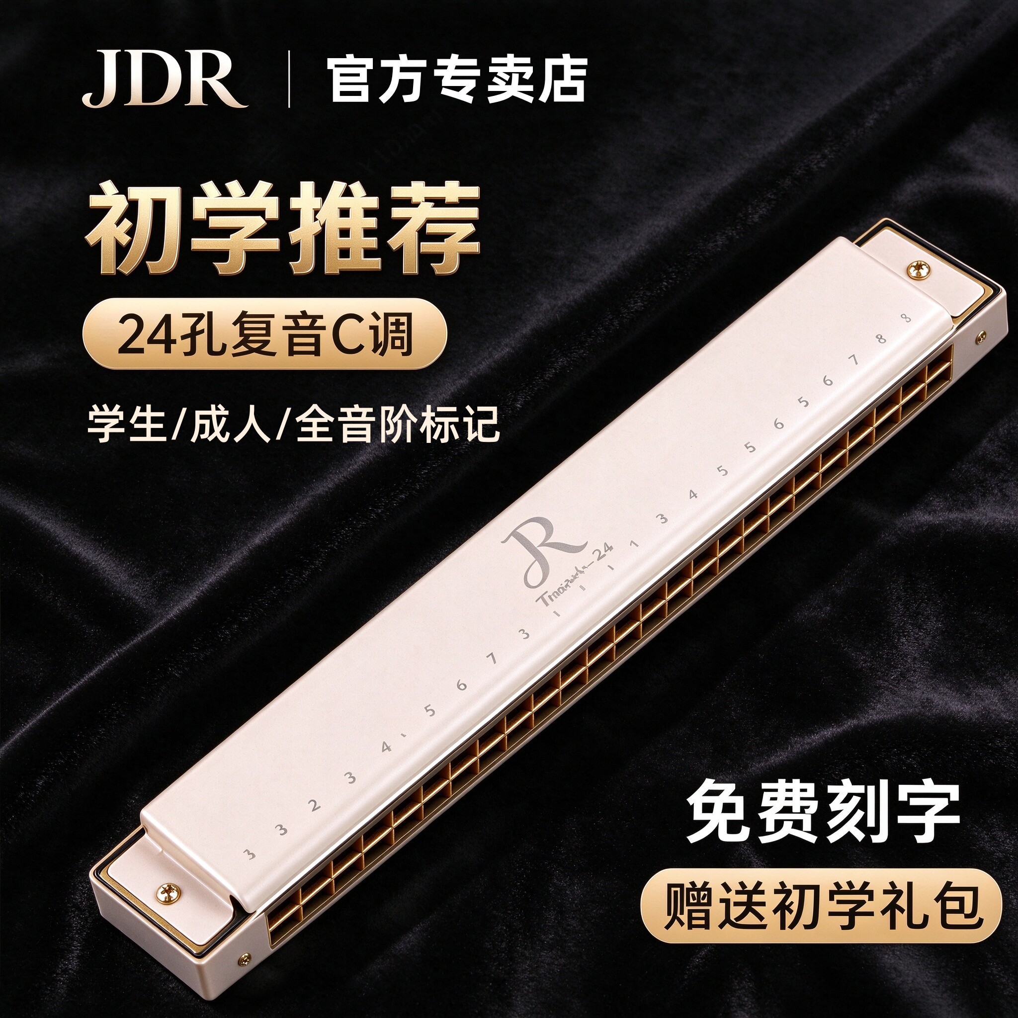 正品嘉德瑞24孔复音C调口琴
