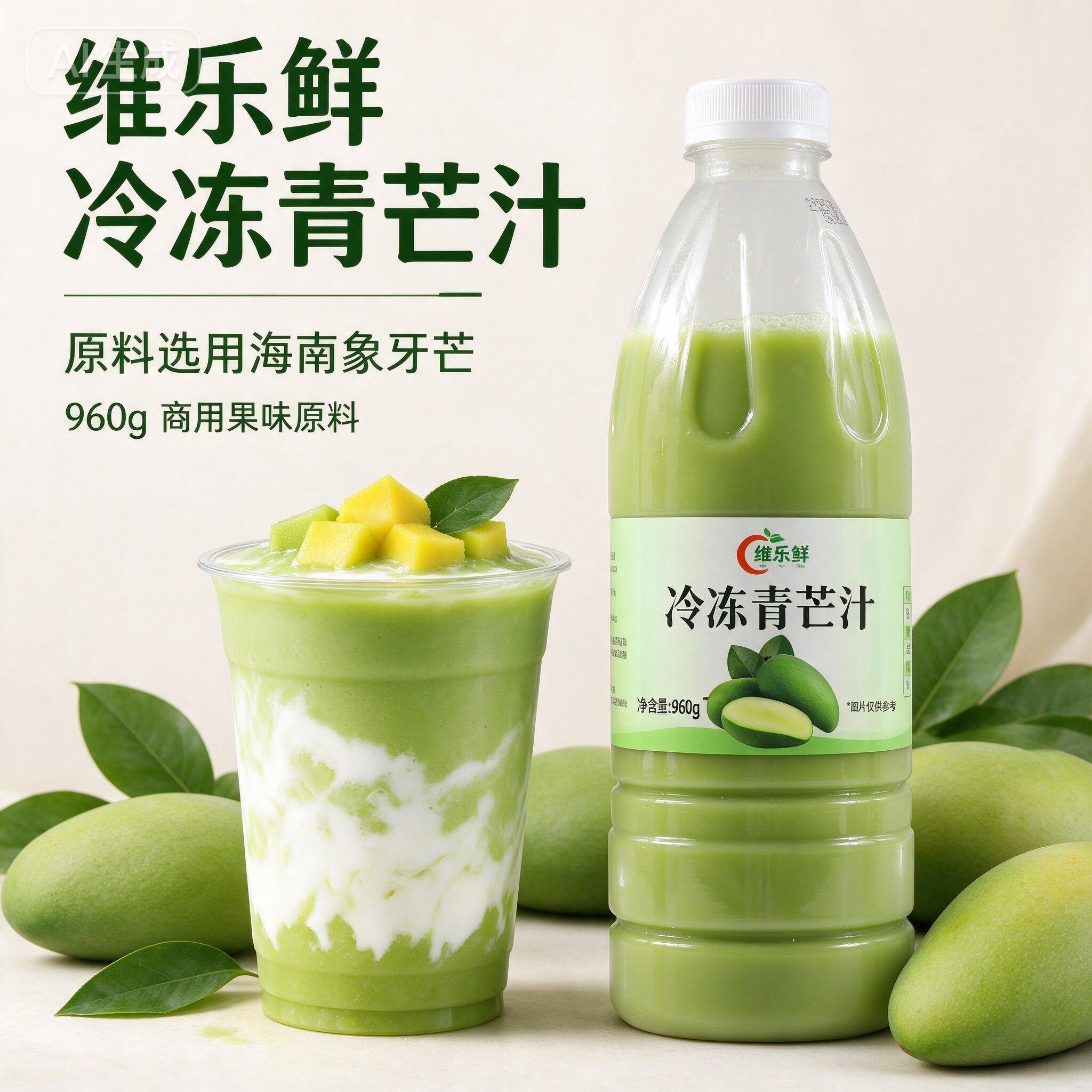 维乐鲜HPP冷冻青芒汁960g