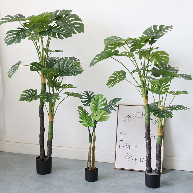 大型彷真绿色植物假树摆设室内x客厅卧室彷生龟背叶植物盆栽装饰