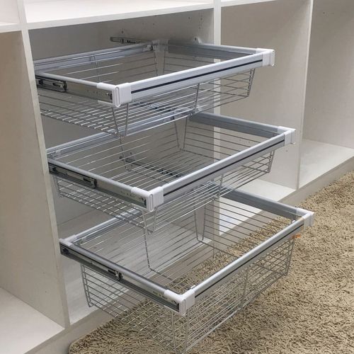 衣柜拉篮抽屉式裤架伸缩家用衣橱C推拉裤抽衣帽间收纳内置五金配