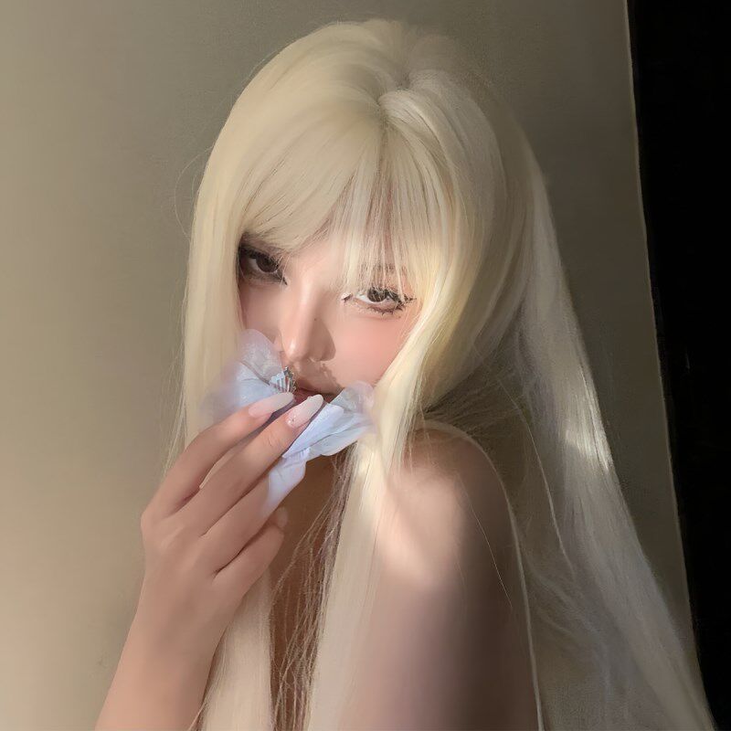 纤韵佳人假发女日常奶金色甜美Lolita长直发轻薄无感仿.真全头套