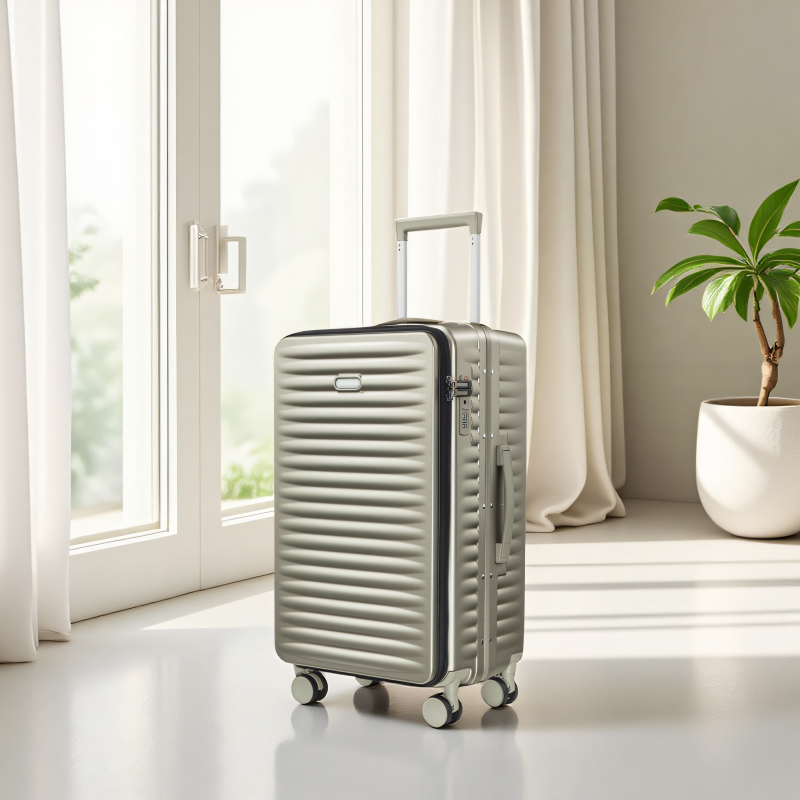 20寸行李箱女多功能登机箱前侧开盖密码皮箱拉杆箱男旅行箱24新款