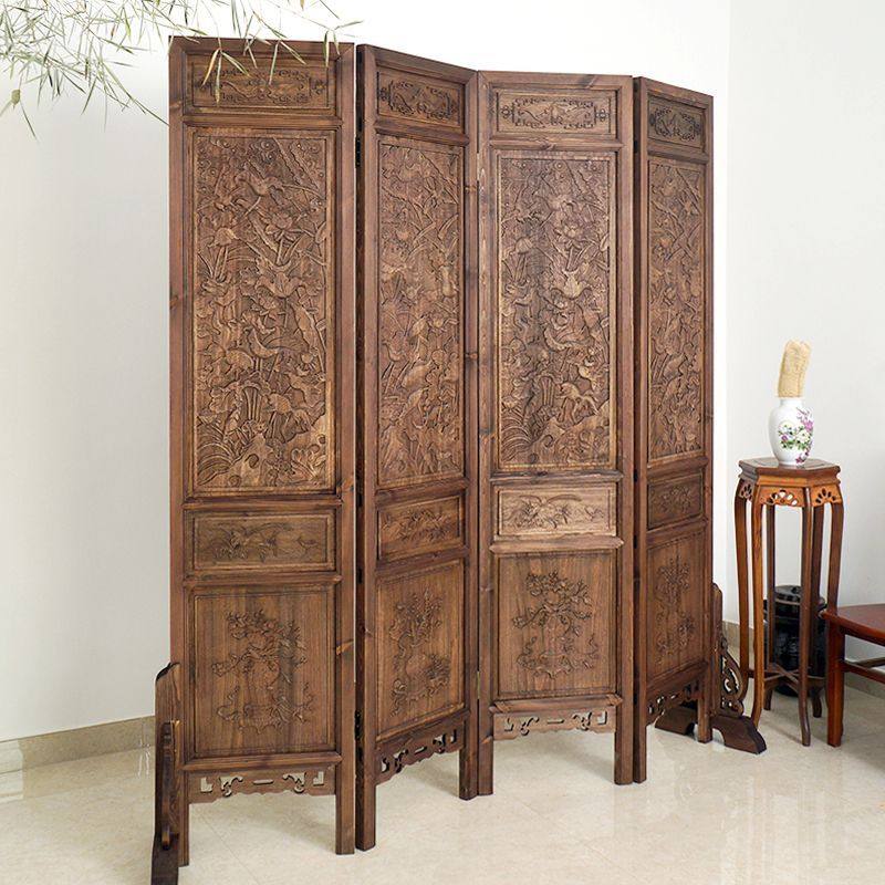 东阳木雕香樟木中式浮雕移动折叠屏风实木仿古客厅玄关隔断墙折屏,住宅家具,折屏,淘宝优惠券,粉丝福利购,淘宝优惠卷