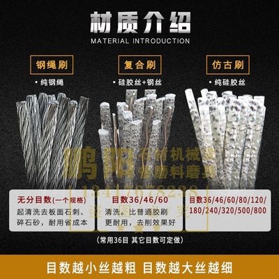 石材仿古面研磨刷荔枝面火烧板清洗刷磨机大板钢绳刷钢丝刷水洗刷