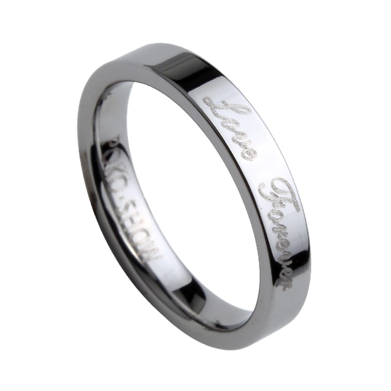 钨金情侣刻字对戒 简约时尚韩版男女戒指 可定制刻字内容指环尾戒