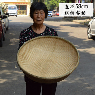 全手工竹编无孔双层簸箕专做水丸药匾加密精编晾晒竹匾可定做尺寸