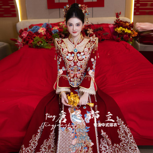 重工中式龙凤新娘秀禾服红色嫁衣