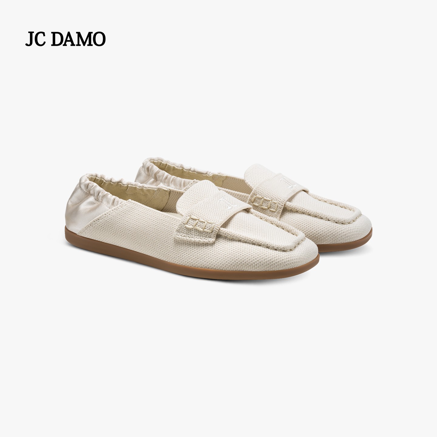 【糖糖专属】JC DAMO松紧带后跟百搭休闲平底一脚蹬飞织乐福鞋