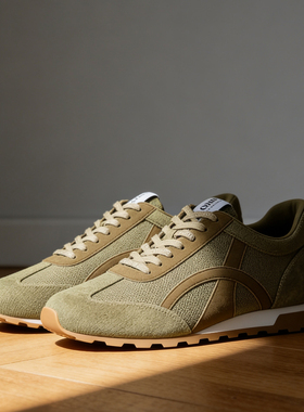 JC DAMO25新款复古慢跑鞋撞色拼接运动飞织德训鞋轻量化透气舒适