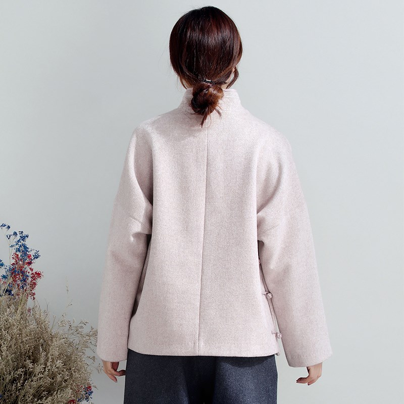毛呢唐装女胖MM大码茶服秋冬外套中式居士服禅意秋冬茶艺师上衣