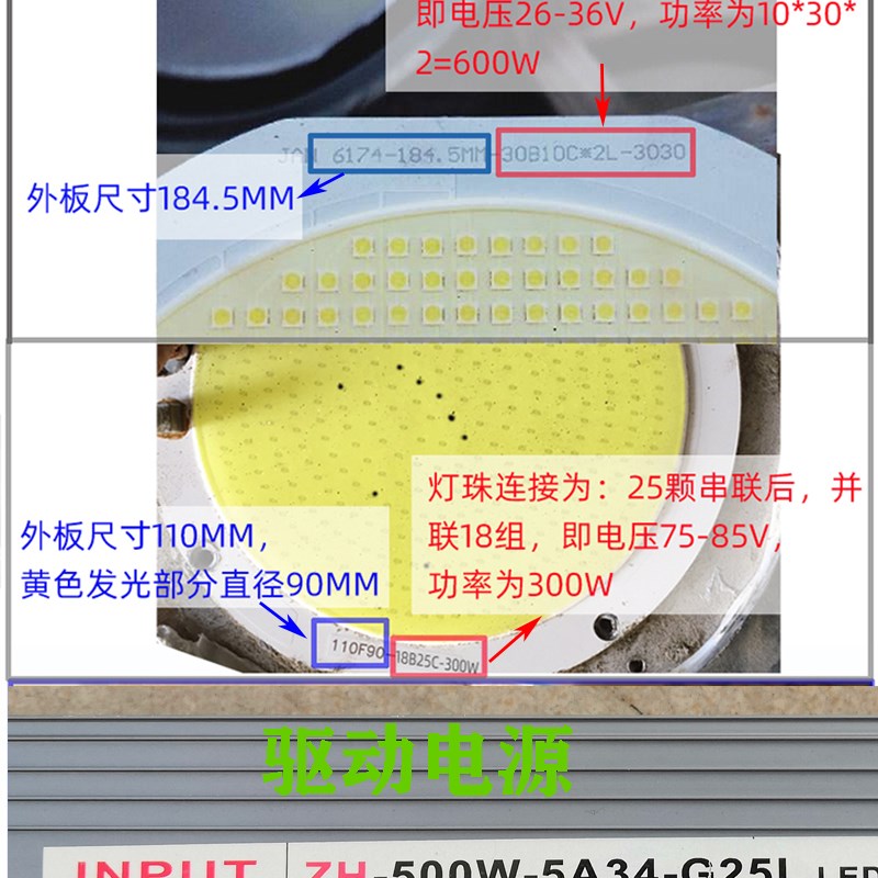 工地照明led塔吊灯芯片户外防水投光灯板探照灯光源配件建筑之星