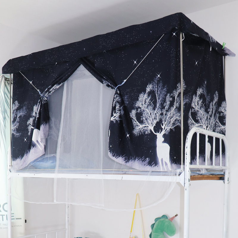 2022新款高级大学生宿舍床帘蚊帐一体式上铺下铺遮光男女寝室两用