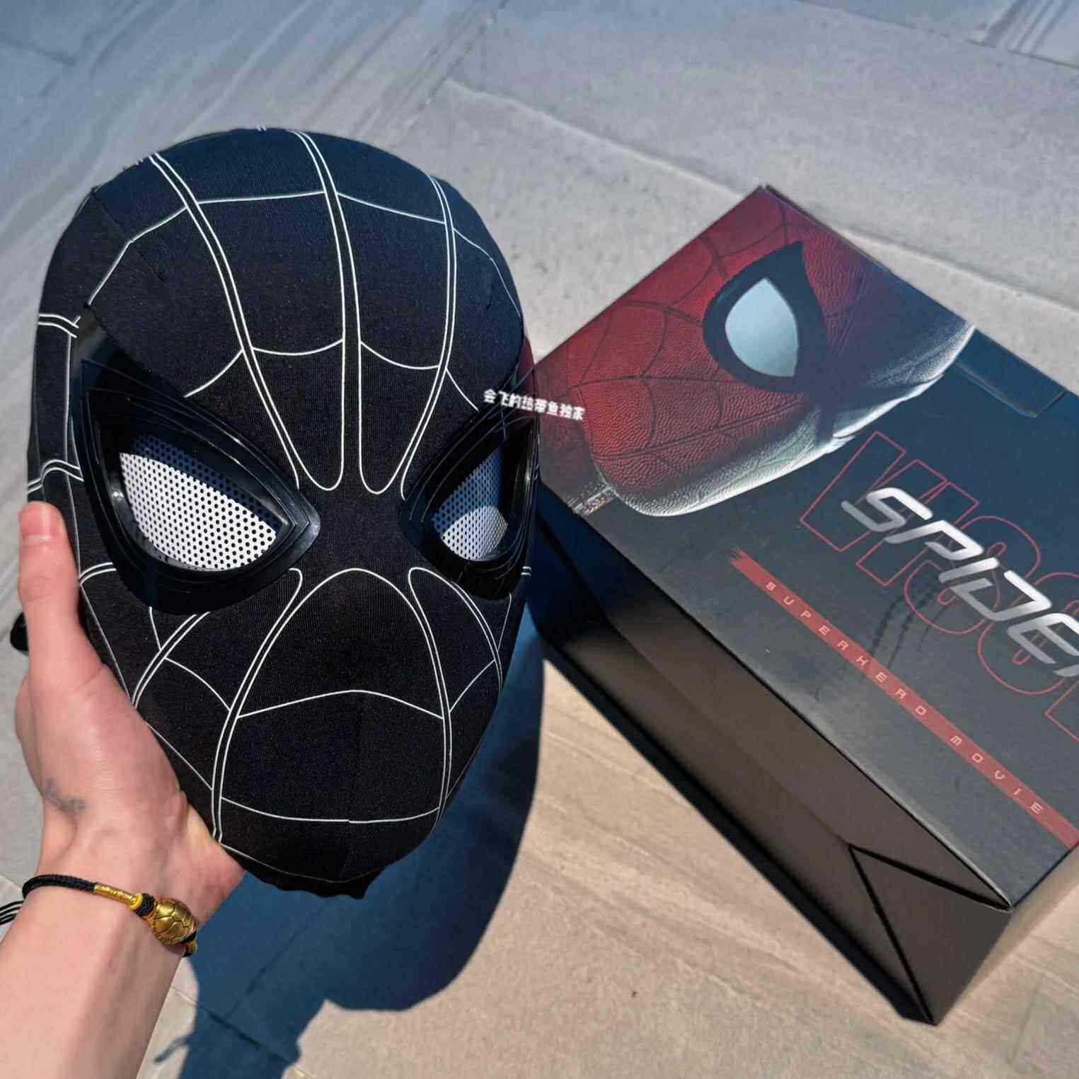 蜘蛛勇士侠头套面具电动全自动遥控眨眼发光头盔面罩儿童玩具