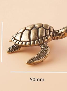 纯铜富甲天下富甲一方手把件大海龟黄铜工艺铜居家茶宠桌面铜摆件