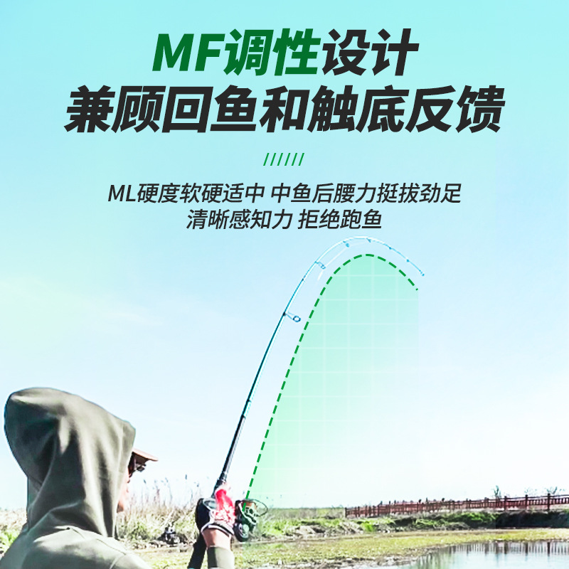 川泽路战路滑竿远投超轻路亚竿滑漂杆纺车轮直柄大导环抛竿钓鱼竿