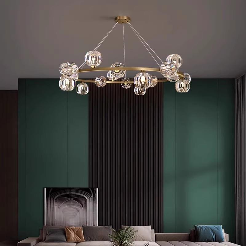 现代简约全铜客厅水晶吊灯餐厅卧室大气灯具