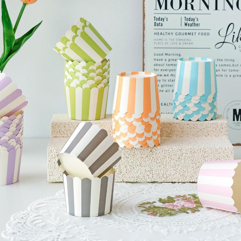 彩色条纹纸杯蛋糕纸杯耐高温 烘焙纸杯马芬杯 麦芬甜品台婚礼王涛