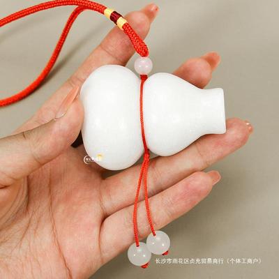 天然汉白玉葫芦挂件福禄白玉葫芦五帝钱家居挂饰门对门吉祥小手工