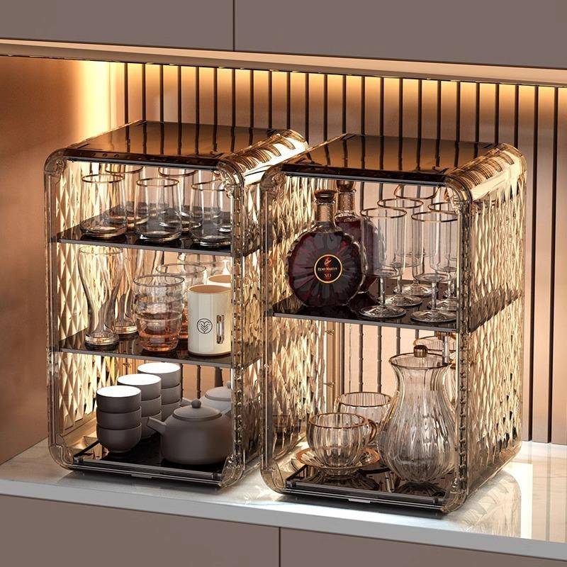 杯子收纳置物架茶杯茶具防尘水杯桌面置物柜杯架收纳盒储物展示柜
