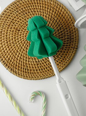 三汀圣诞树杯刷可爱创意长柄可伸缩清洁纳米海绵奶瓶刷洗杯子神器