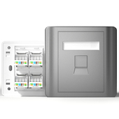 启航银灰色面板千兆插座六类网络模块单口86型电话双三四孔套装