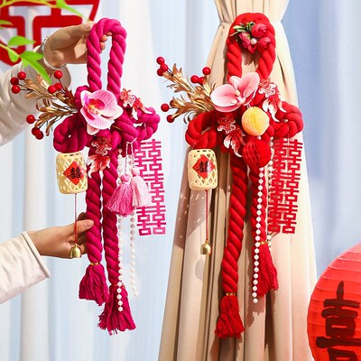 中国结喜字结婚专用小挂件婚礼婚房布置万字结卧室门把手门挂装饰