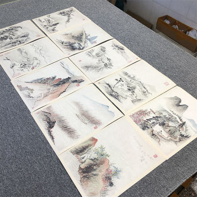 清 石涛 清香老人写枝山诗意册10开 山水画国画微喷学习临摹画稿