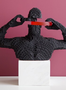 马赛克人物雕塑亚克力圆形抽象几何摆件样板间橱窗艺术家居软装饰