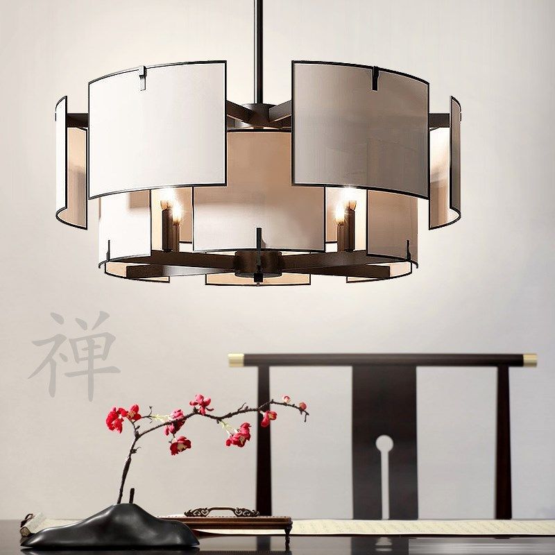 新中式客厅餐厅卧室吊灯古典中国风创意瓦片设计师禅意茶室酒店灯
