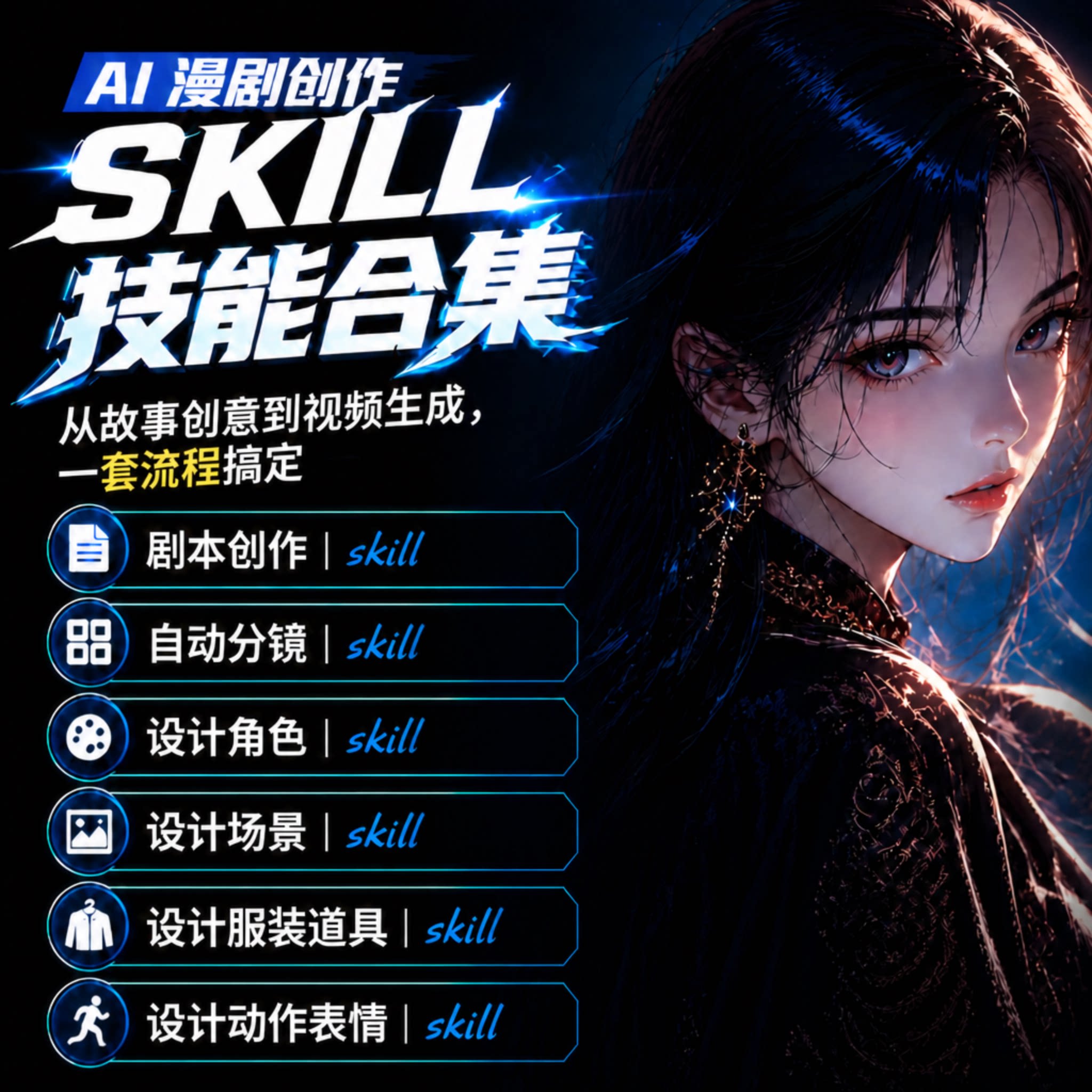 2026ai漫剧短剧Skill技能包人物场景道具分镜脚本剧本全流程制作