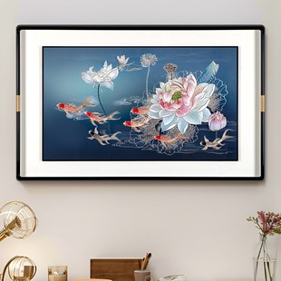 新中式餐厅背景墙装饰画手工雕刻新款铜版画金玉满堂壁画玄关挂画