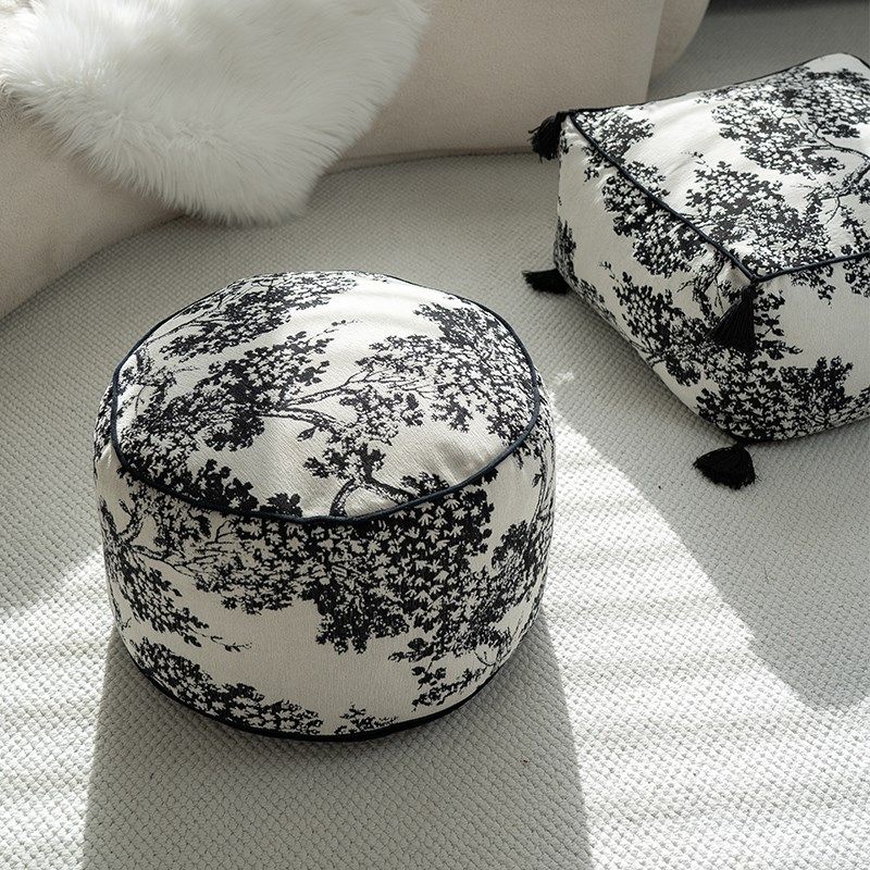 坐墩法式水墨懒人沙发脚踏墩子蒲团客厅坐垫脚墩可拆洗换鞋矮凳,居家布艺,蒲团,淘宝优惠券,粉丝福利购,淘宝优惠卷