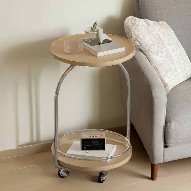 奶油风移动边几客厅圆形小推车茶几高颜值不锈钢迷你双层沙发边几,住宅家具,移动边几/推车,淘宝优惠券,粉丝福利购,淘宝优惠卷