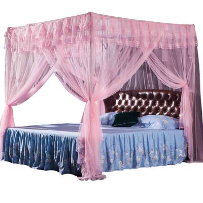 蚊帐三开门不锈钢加厚压脚落地免打孔加密宫庭1.5m/1.8米可订做