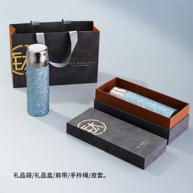 大容量纯钛双层保温杯500ML磁吸杯钛杯焖茶杯送礼茶水分离钛水杯